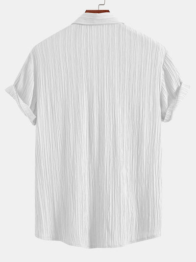 Crinkled Textured Button Up Shirt & Crinkle Textured Straight Leg Pants