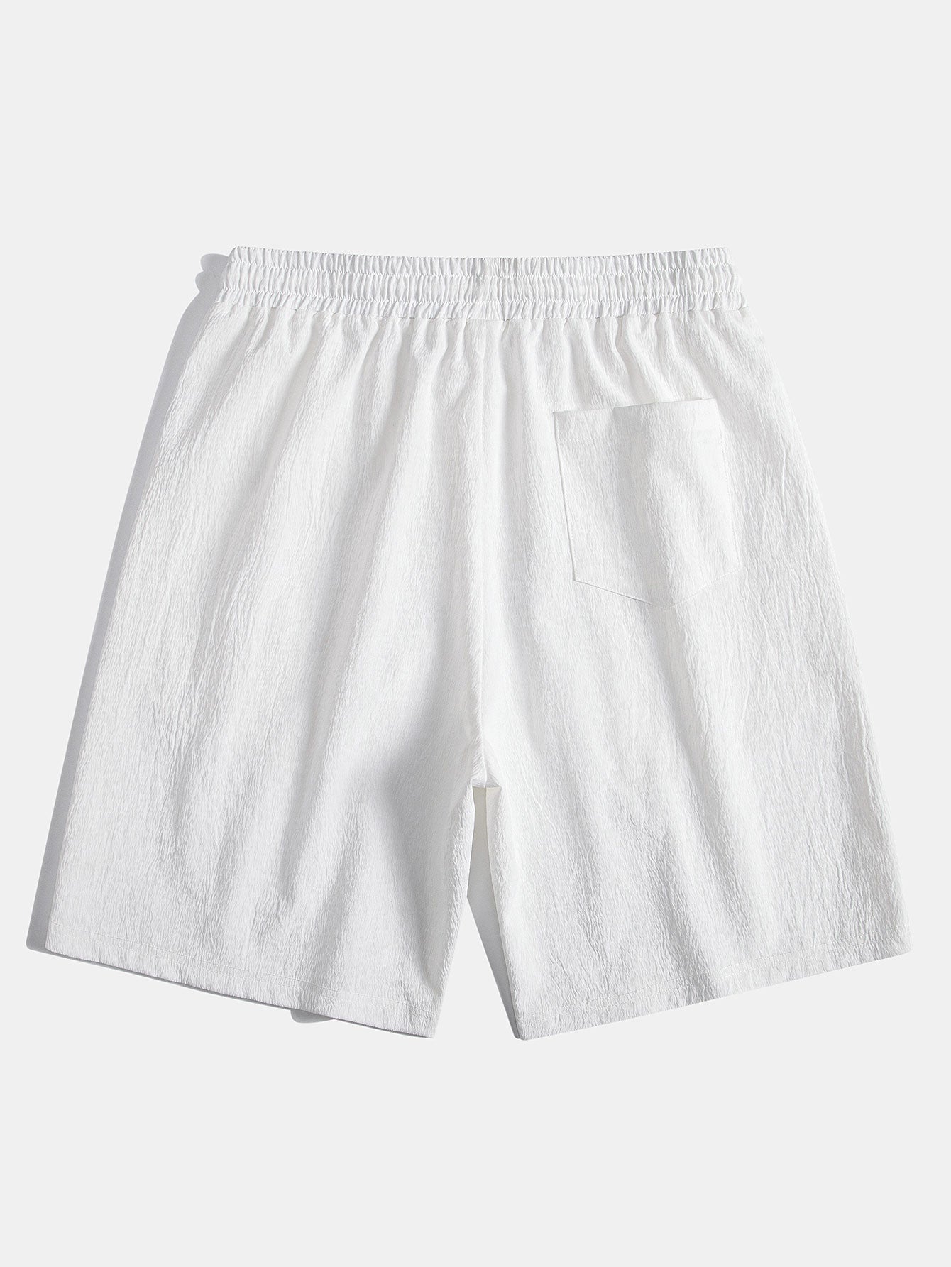 Linen Rayon Blend Button Up Shirt & Crinkled Textured Drawstring Shorts
