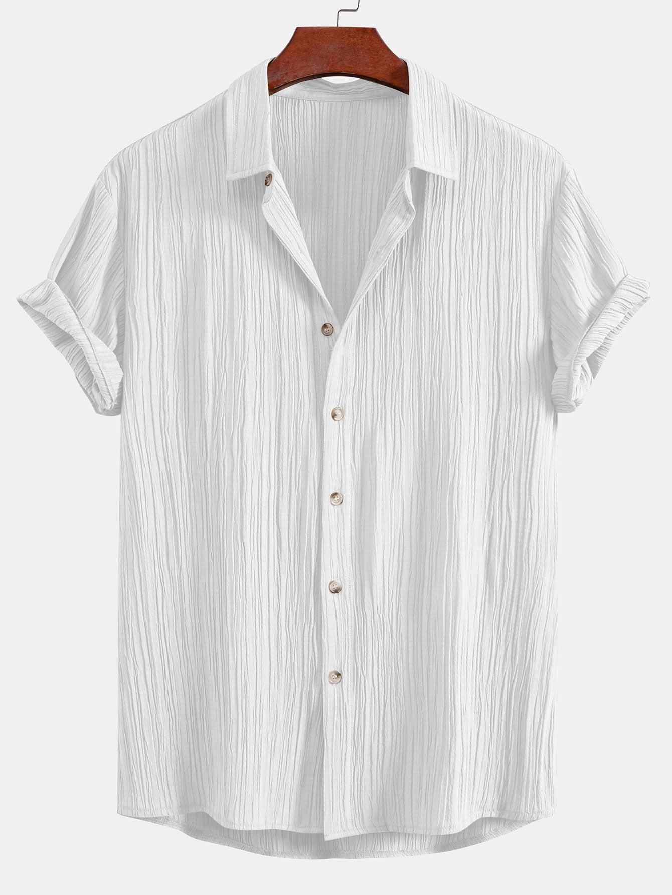 Crinkled Textured Button Up Shirt & Crinkle Textured Straight Leg Pants