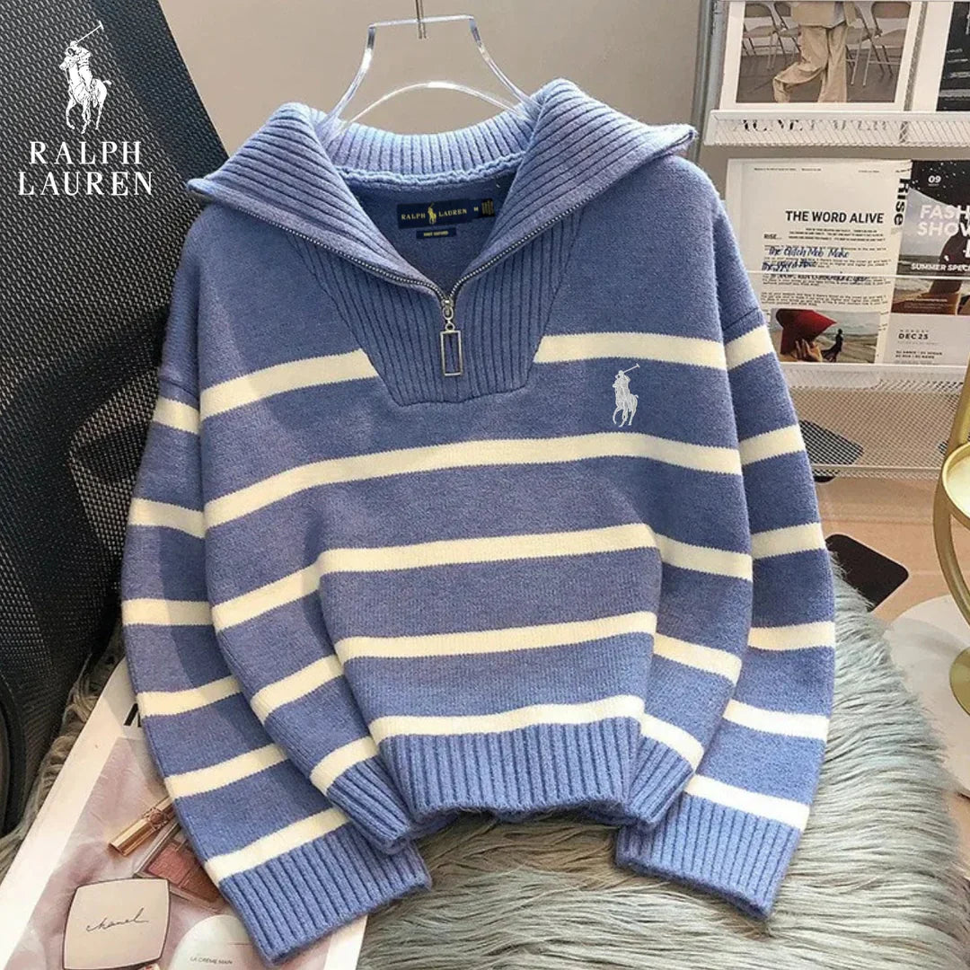RL™ Gestreifter Pullover mit Reißverschlusskragen