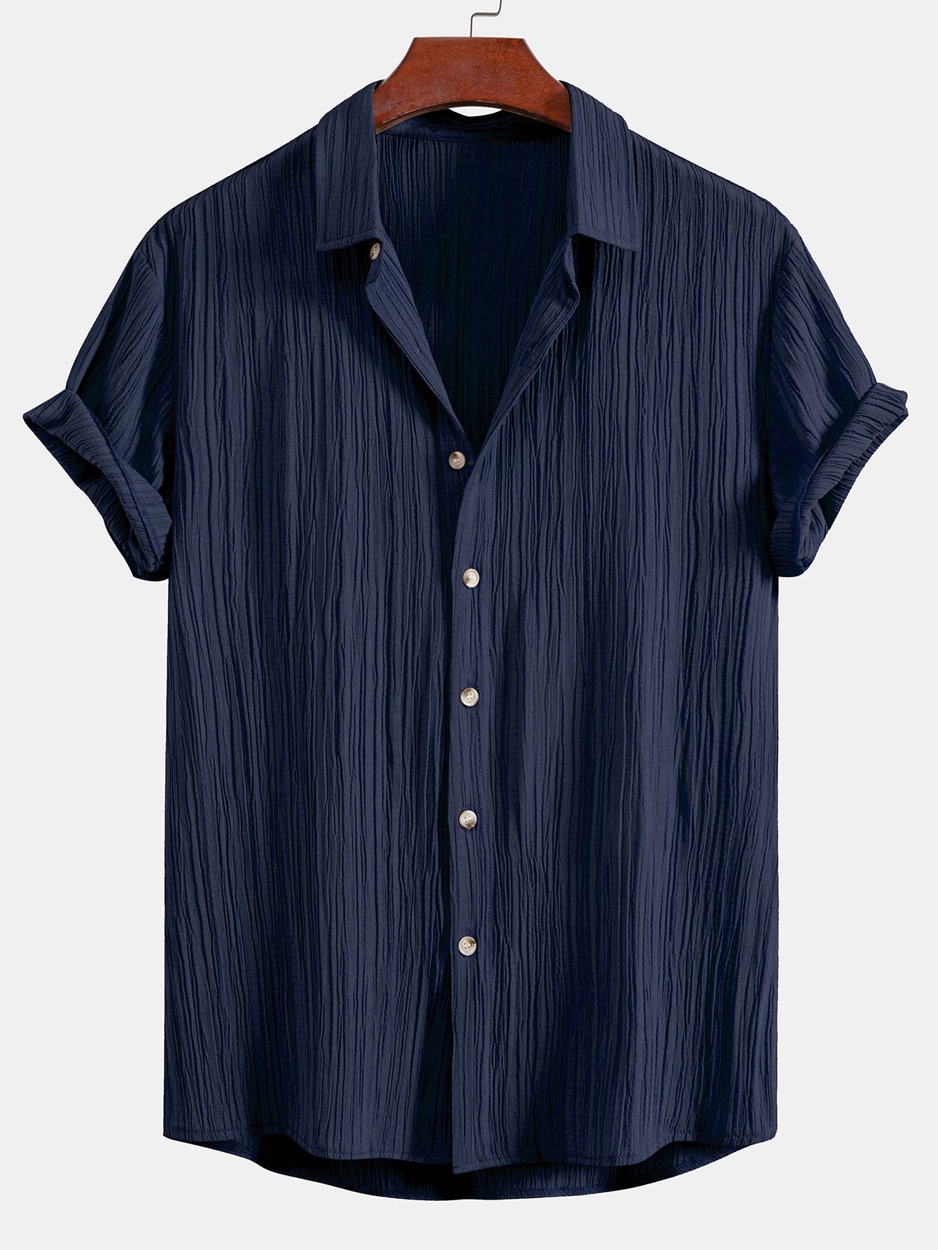 Crinkled Textured Button Up Shirt & Crinkle Textured Straight Leg Pants