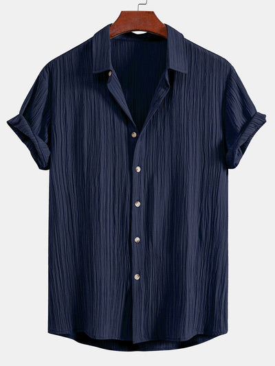 Crinkled Textured Button Up Shirt & Crinkle Textured Straight Leg Pants