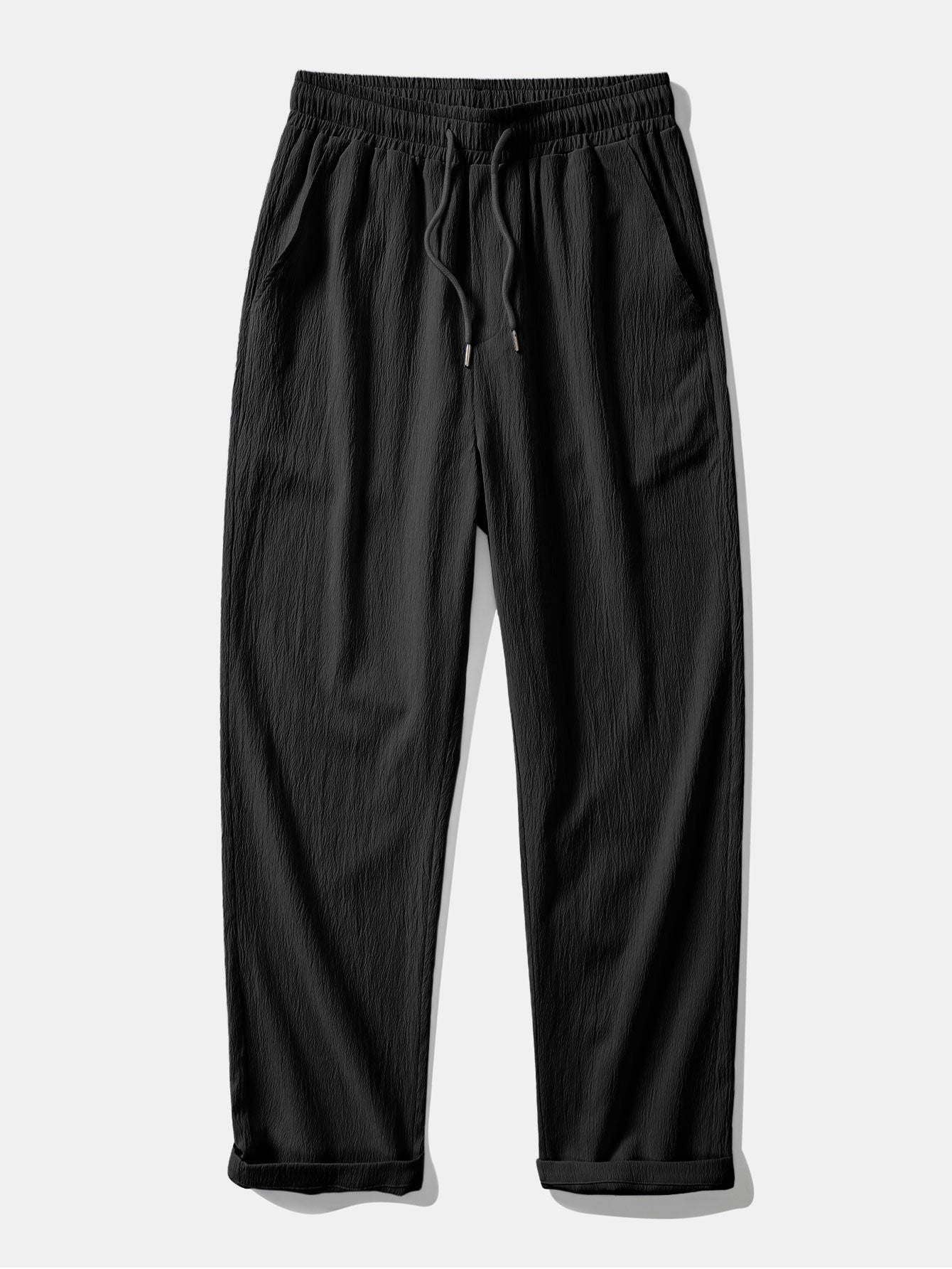 Crinkled Textured Button Up Shirt & Crinkle Textured Straight Leg Pants