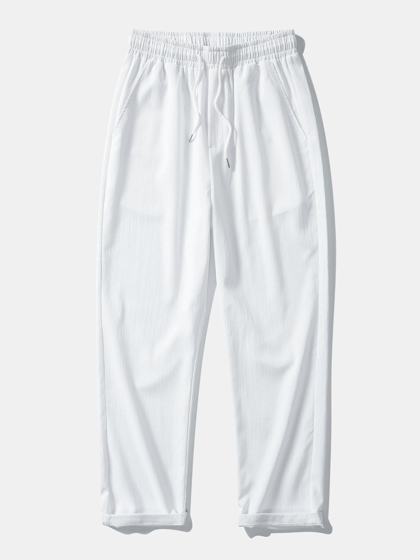 Crinkled Textured Button Up Shirt & Crinkle Textured Straight Leg Pants