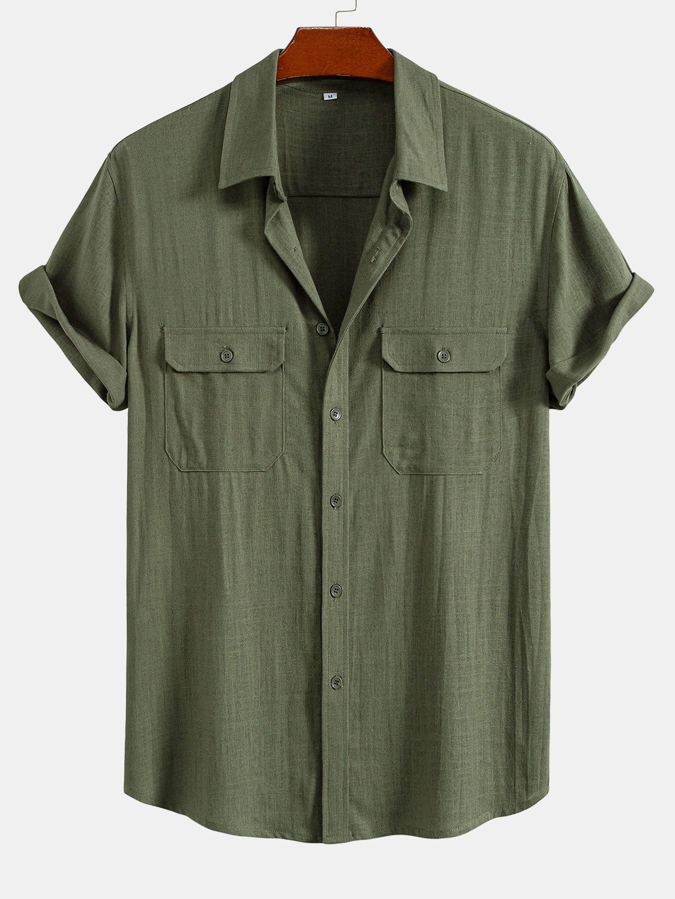 Linen Rayon Blend Pocket Utility Shirt & Straight Leg Linen Pants