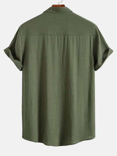 Linen Rayon Blend Pocket Utility Shirt & Straight Leg Linen Pants