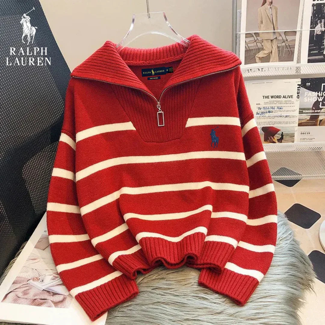 RL™ Gestreifter Pullover mit Reißverschlusskragen