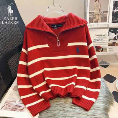 RL™ Gestreifter Pullover mit Reißverschlusskragen