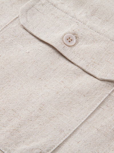 Linen Rayon Blend Pocket Utility Shirt & Straight Leg Linen Pants