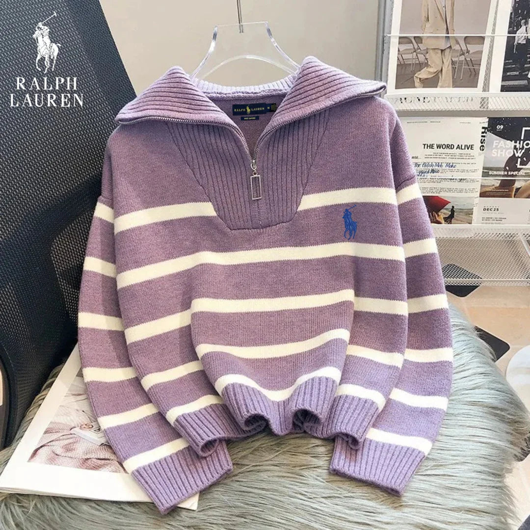 RL™ Gestreifter Pullover mit Reißverschlusskragen