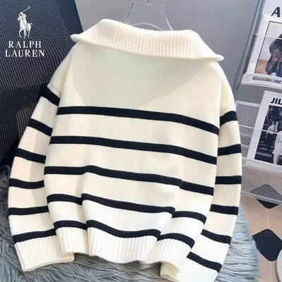 RL™ Gestreifter Pullover mit Reißverschlusskragen
